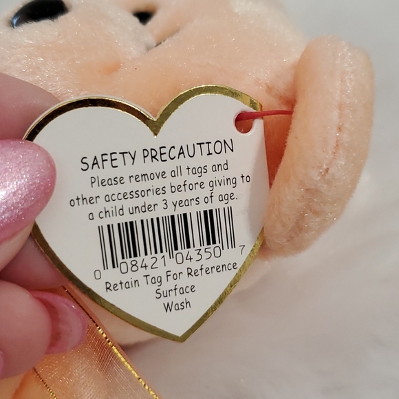 TY 2 Beanie Babies Bears  green ARIEL 2000 peach DEAREST 2000 NWT collectors - Picture 7 of 11